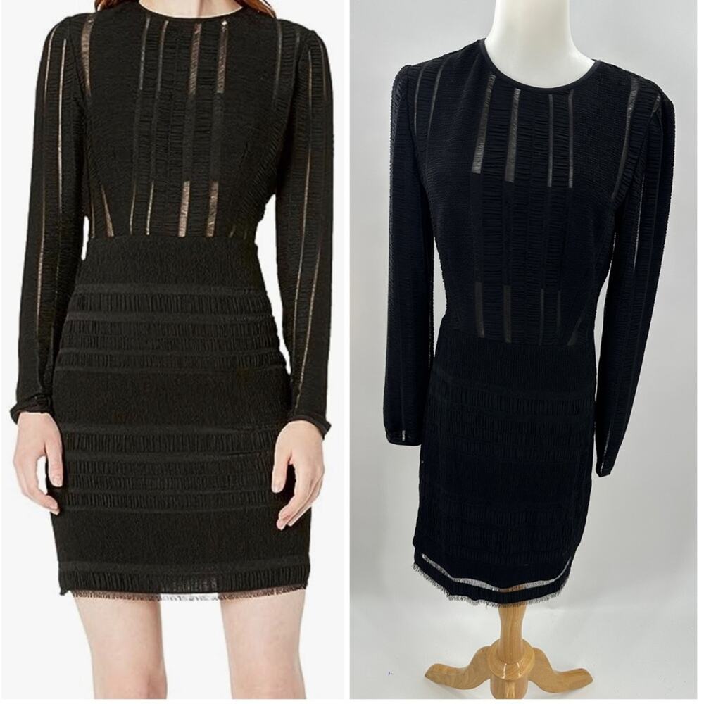 SHO Women's long sleeve sheer  Knit  party cocktail Dress medium